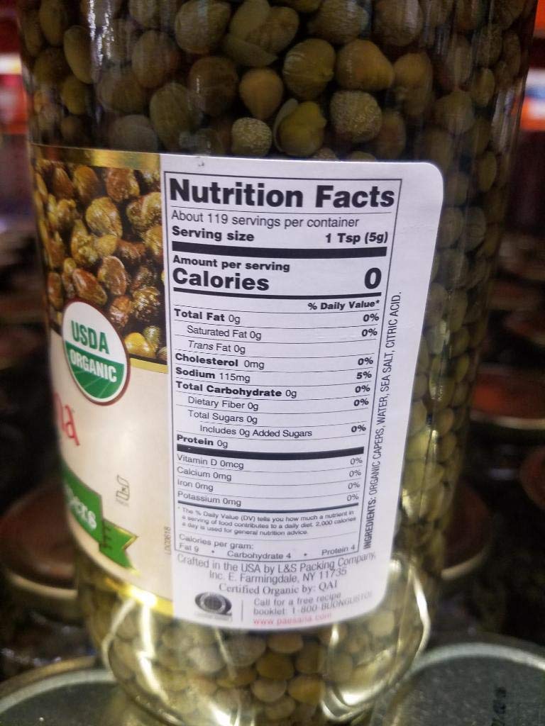 Paesana capers jar view showcasing vibrant green pearls and bright, salty flavor