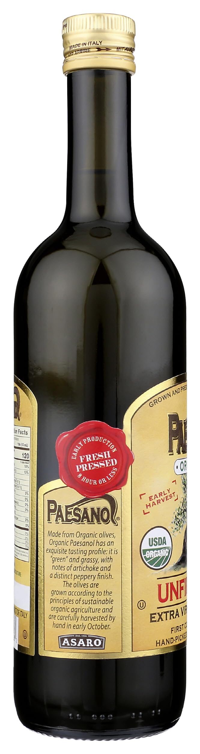 Paesano Olive Oil pour spout highlights precise, mess-free cooking.