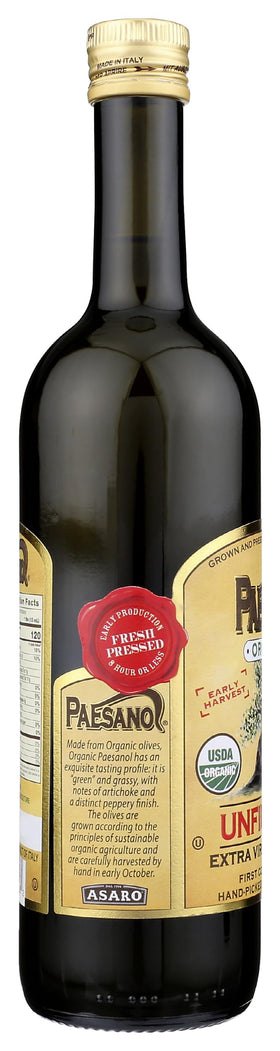 Paesano Olive Oil pour spout highlights precise, mess-free cooking.