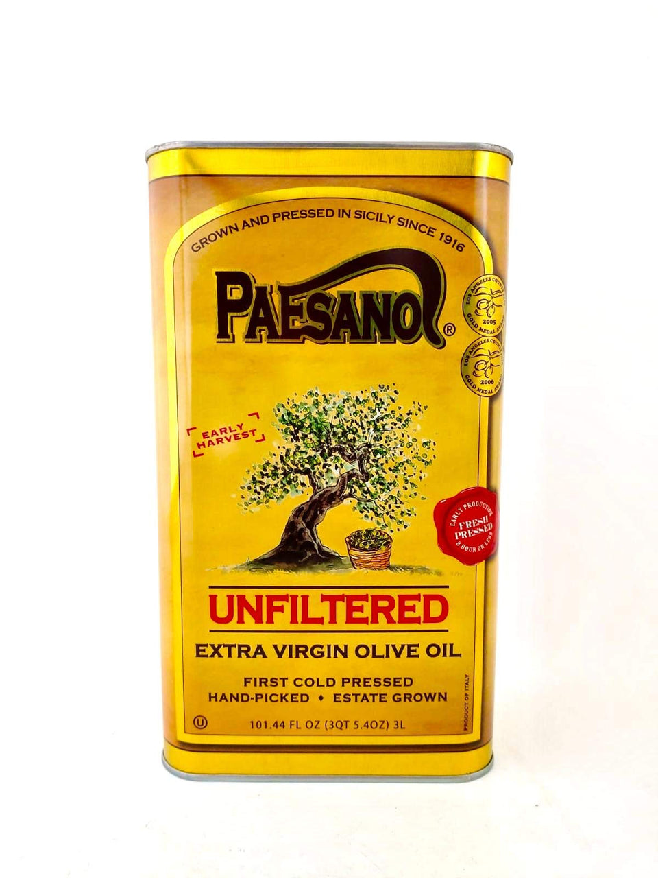 Paesanol bottle pouring unfiltered olive oil shows vibrant green color and rich finishing potential.