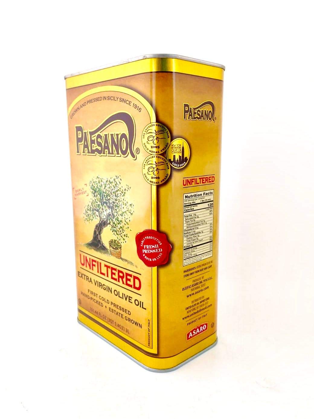Paesanol olive oil close-up emphasizes cloudy texture and emerald hue, signaling bold flavor.