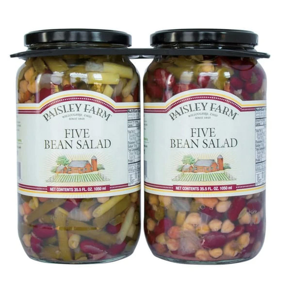 Paisley Farm 5 Bean Salad 2ct pack showing convenient ready-to-eat protein source for meals.