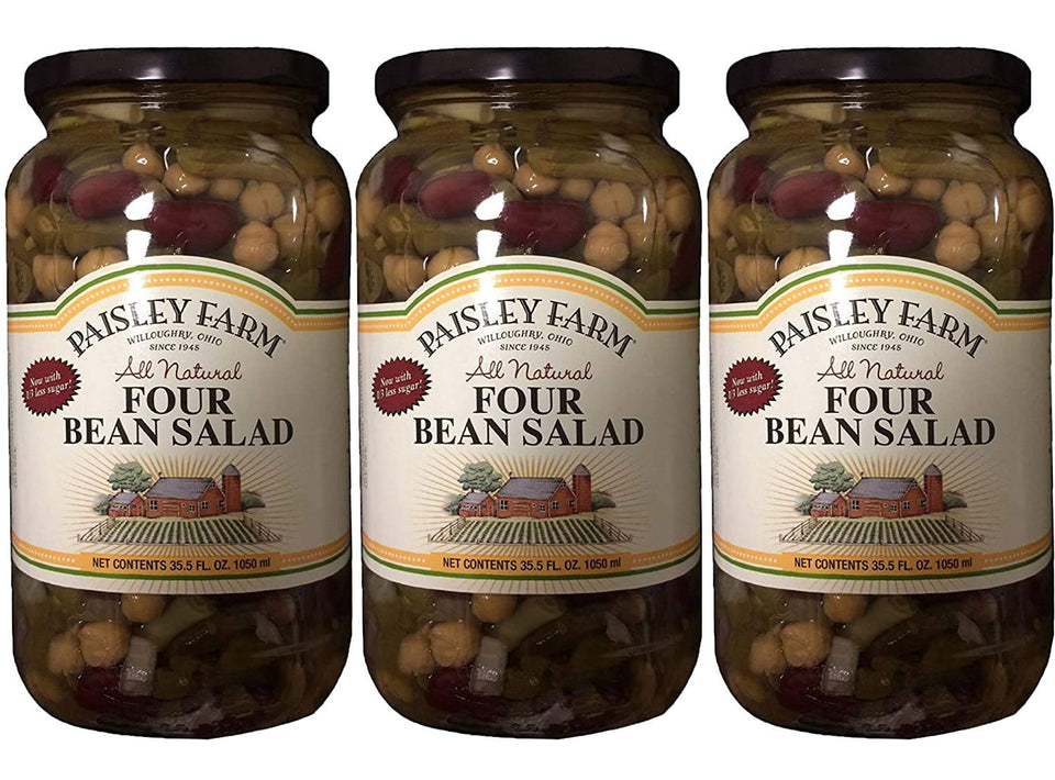 Paisley Farm four-bean salad jar, ready-to-use and versatile pantry staple.