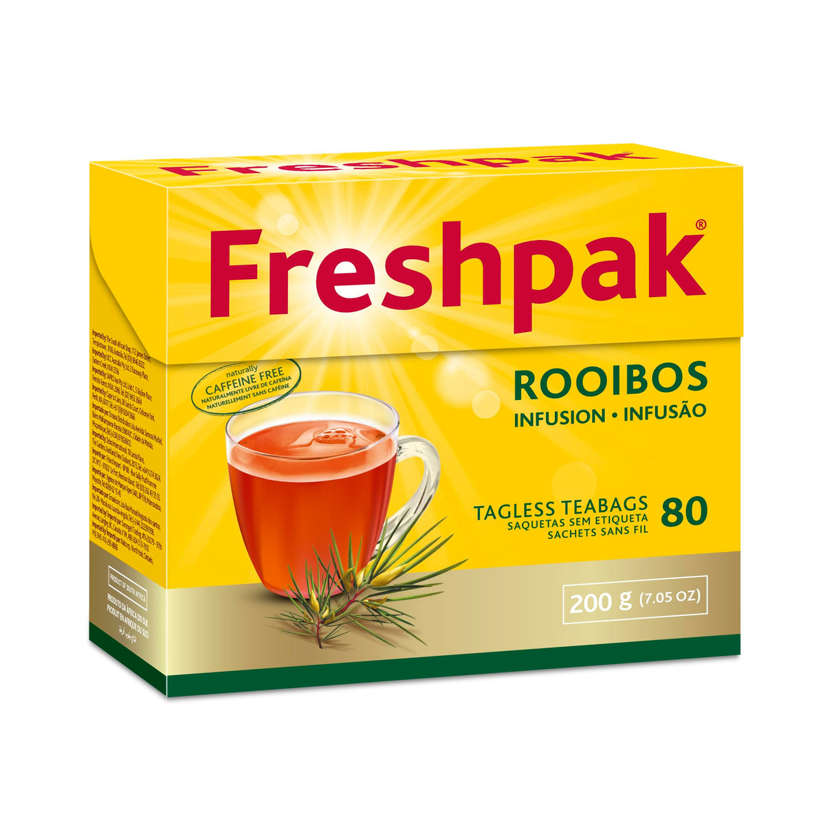 PakFresh Freshpak Rooibos packaging with foil-lined bags preserves aroma.