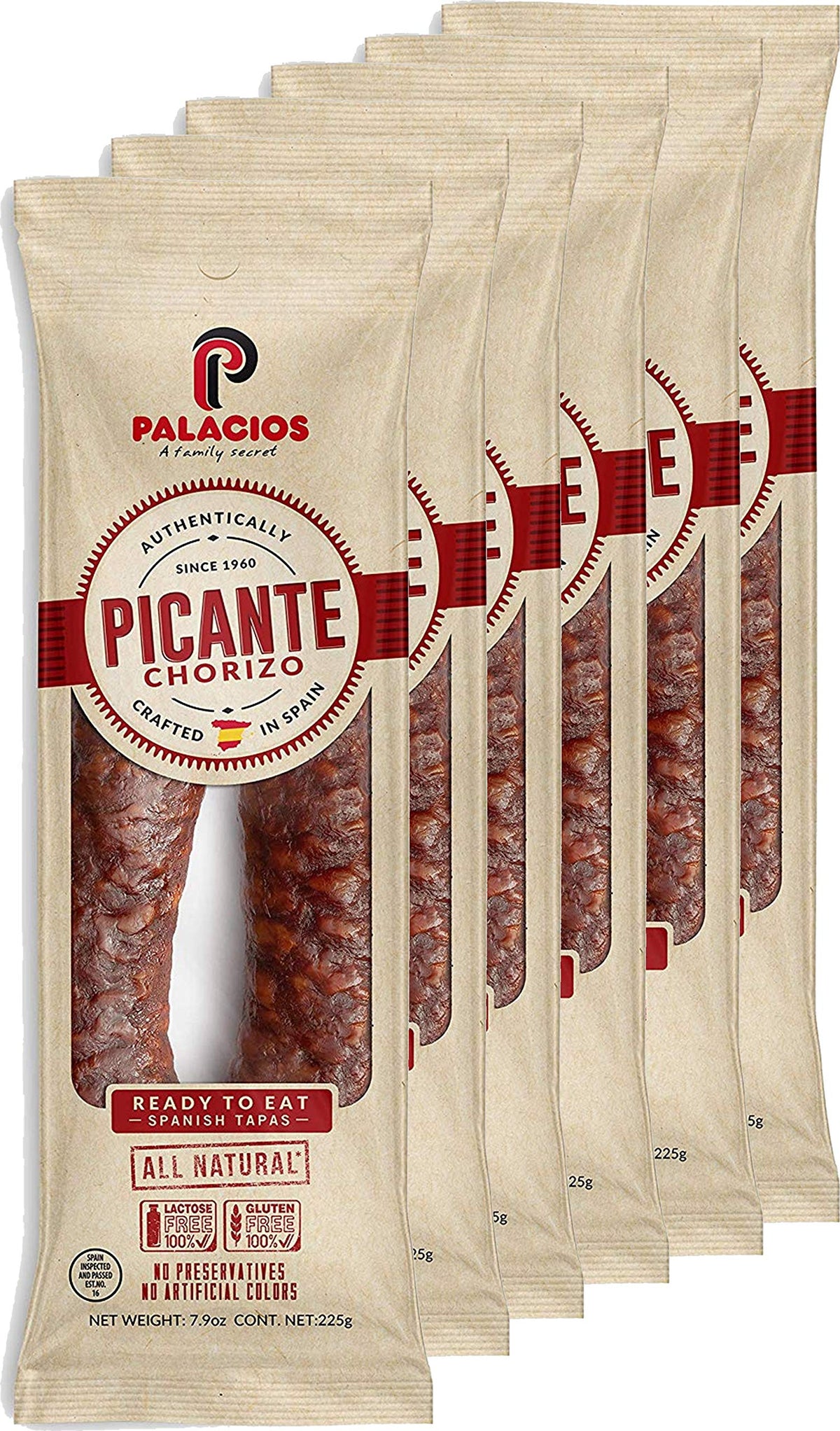 Palacios Chorizo Autentico Hot pack back displaying ingredients and heat level for recipe planning.