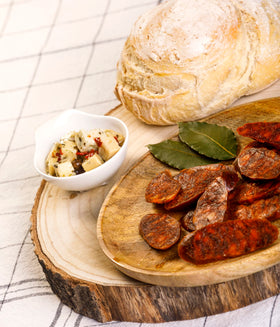 Palacios chorizo on a charcuterie board enhances cheese