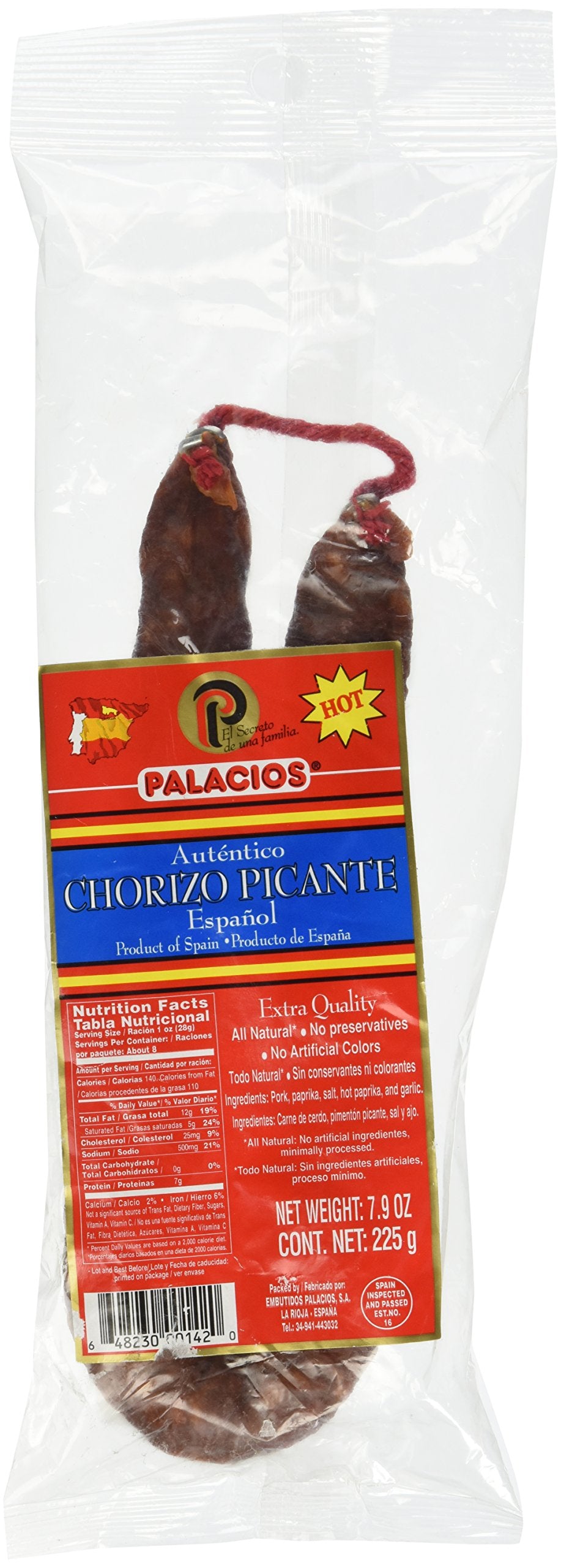Palacios Spanish hot picante chorizo slice ready-to-enjoy on baguette with Manchego