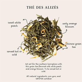 Alizes Winds green tea sachet highlights soft, fruity notes for relaxed afternoons