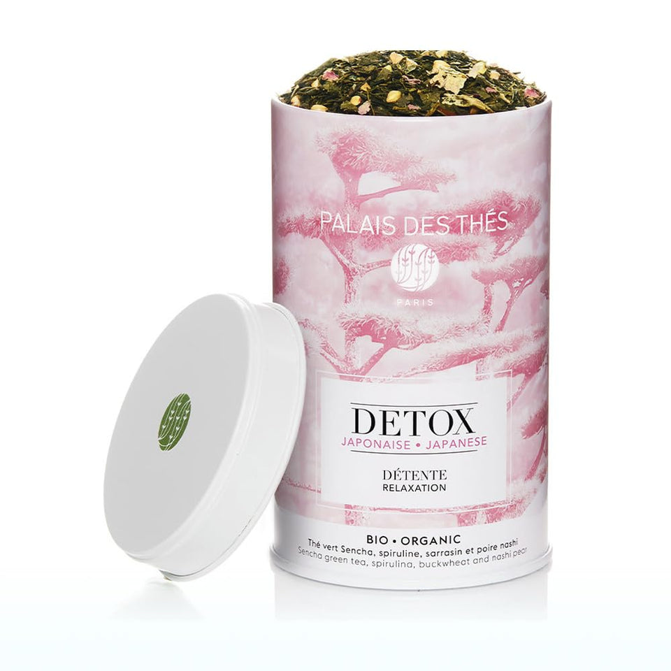 Palais des Thés green tea tin with label for relaxing moments