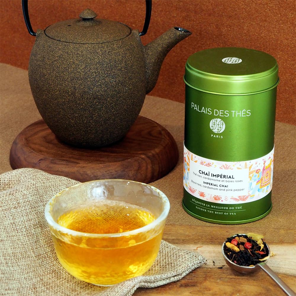 Steaming Palais des Thés Imperial Chai cup signals a warm, inviting aroma.