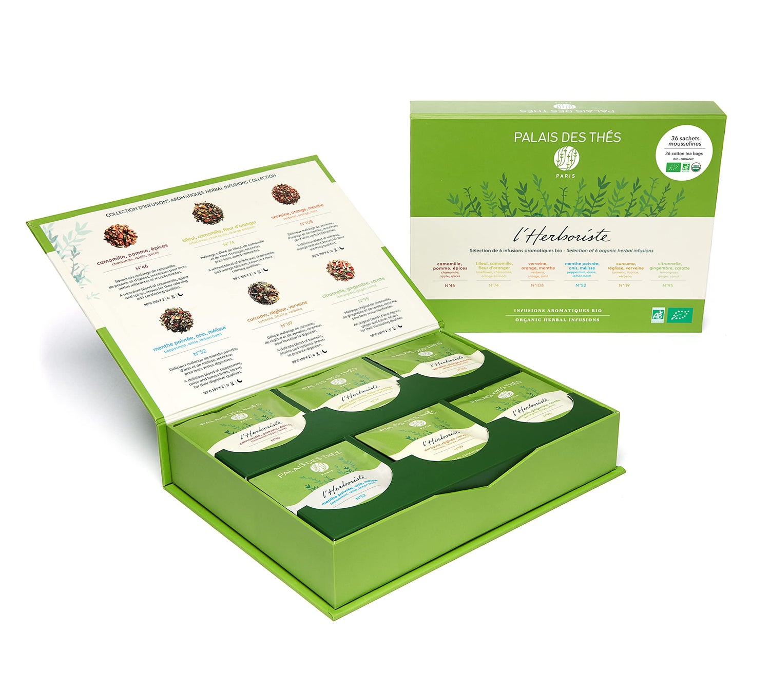 Palais des Thés L'Herboriste Box cover displaying premium herbal teas