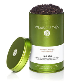 Palais des Thés Big Ben English Breakfast tin highlighting premium packaging and bold aroma.