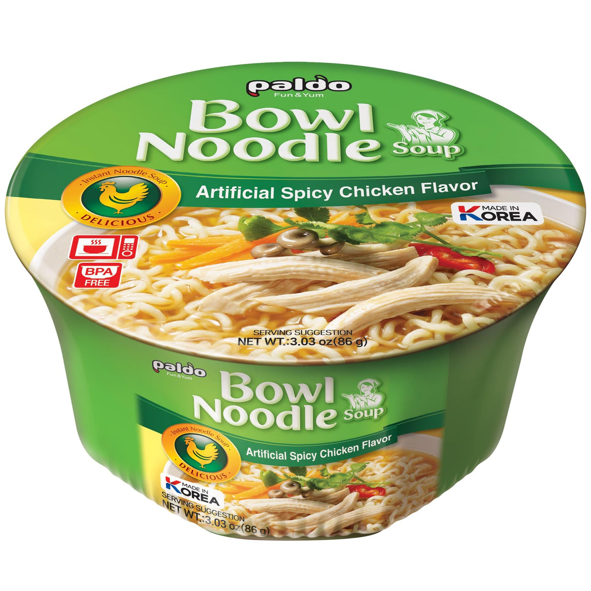 Paldo Fun and Yum chicken cup noodles in a ready-to-serve bowl for quick meals