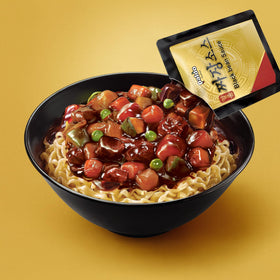 Paldo Fun & Yum Ilpoom Jjajangmen label closeup conveys brand trust.