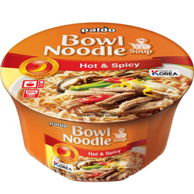 Paldo Hot & Spicy Noodle Cup Pack shows convenient servings for quick meals.
