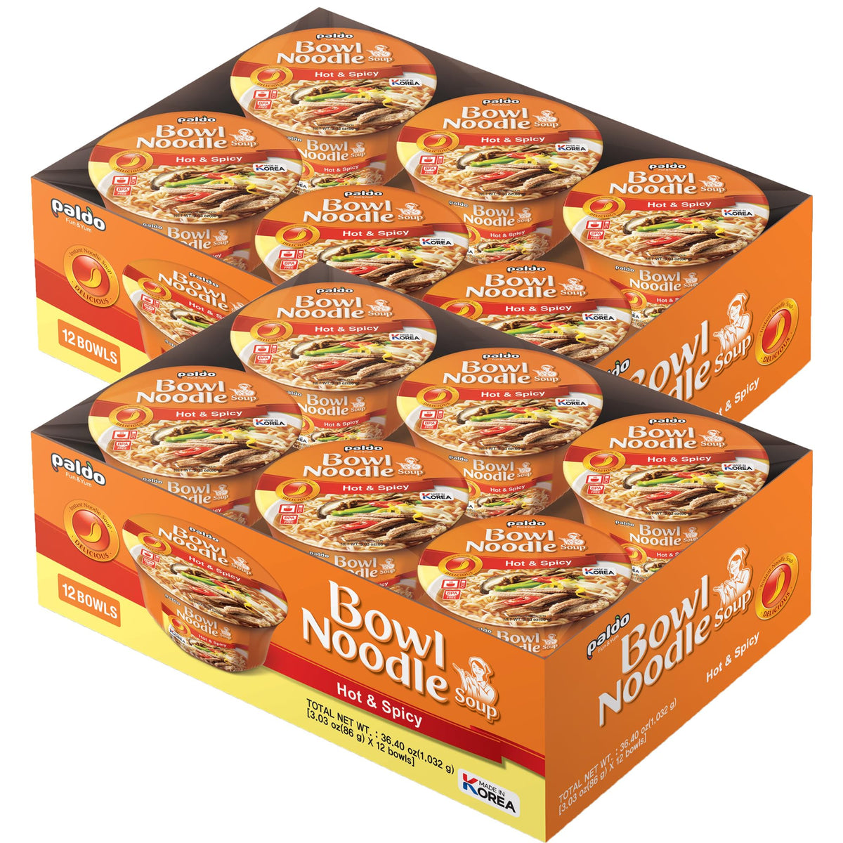 Paldo Hot & Spicy Noodle Noodles Closeup emphasizes bold flavor and chewy texture.