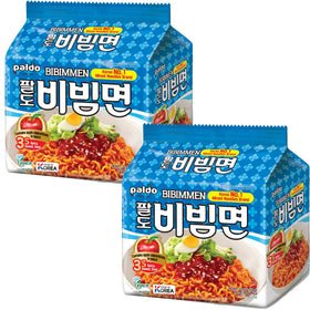 Paldo Fun and Yum Bibim Men sauce packet highlights sweet and spicy flavor.