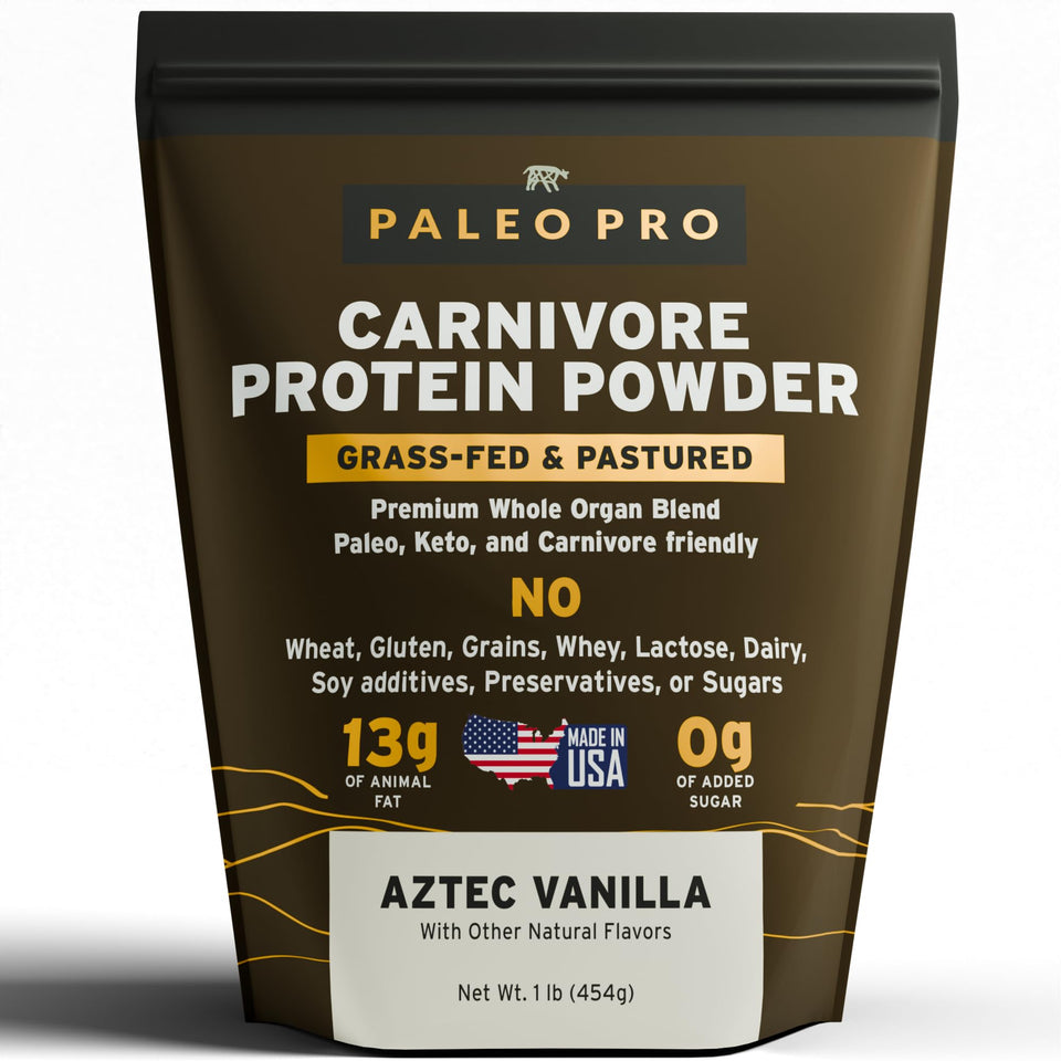 Paleo Pro Carnivore Complete Aztec Vanilla powder for keto-friendly shakes
