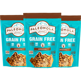 Paleonola Original granola jar showing coconut and cranberries for a gluten-free snack