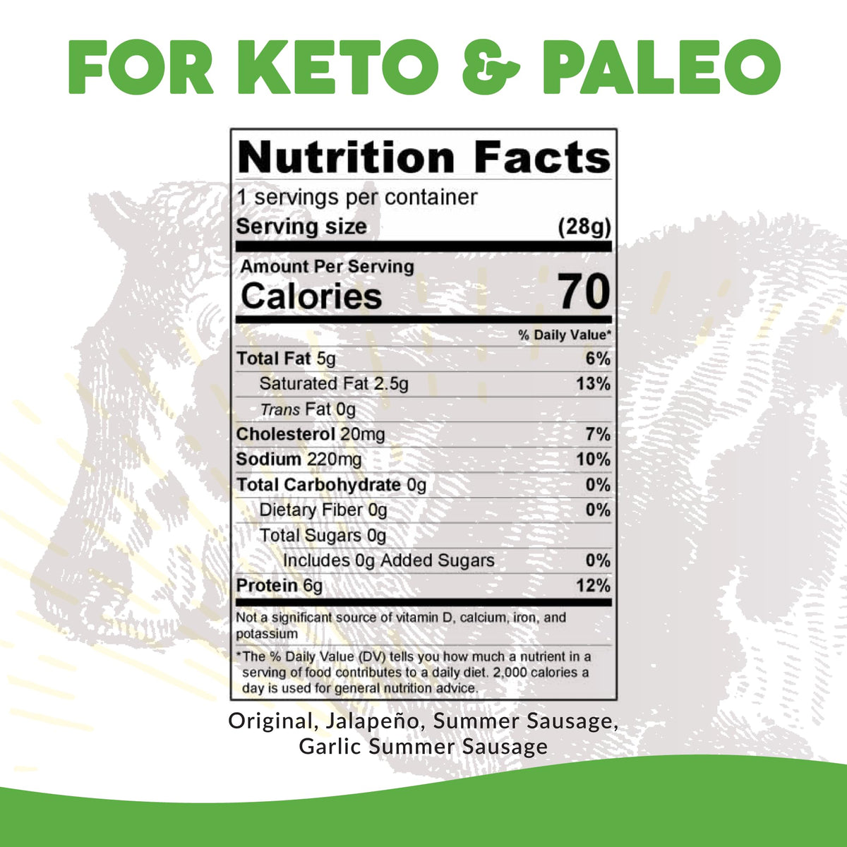 Paleovalley beef sticks close-up texture—high-protein keto friendly bite