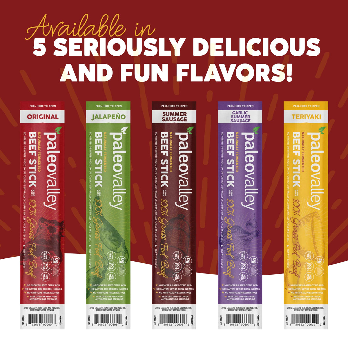 Paleovalley Gluten-free Beef Sticks offer a safe snack option.
