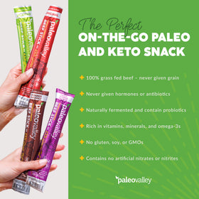 Paleovalley beef sticks outdoor snack—protein-rich energy for active days
