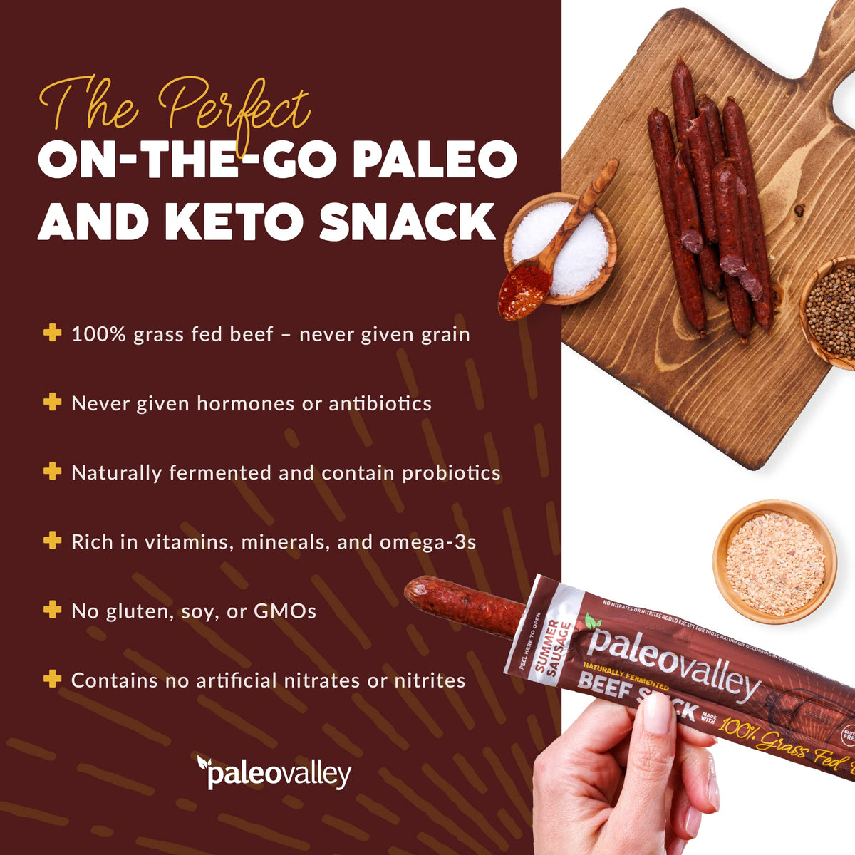 Fermentation method image with Paleovalley Summer Sausage probiotic process.