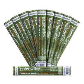 Paleovalley Venison Sticks 10-pack front view showing a convenient high-protein snack.