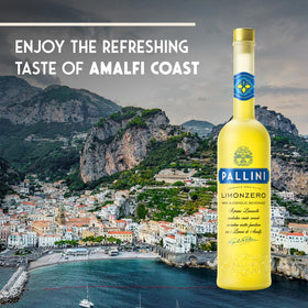Amalfi lemons beside Pallini Limonzero to highlight authentic flavor