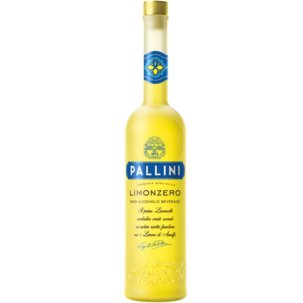 Pallini Limonzero bottle on a bar for zero-proof sipping with friends