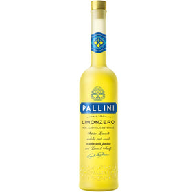 Pallini Limonzero bottle on a bar for zero-proof sipping with friends
