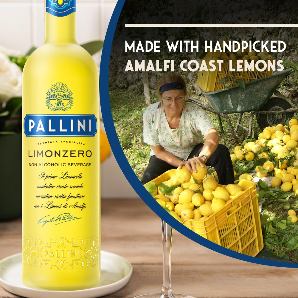 Pallini Limonzero being poured into a glass for a refreshing mocktail