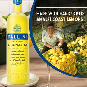 Pallini Limonzero being poured into a glass for a refreshing mocktail