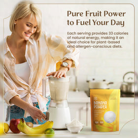 Palm & Plenty Banana Powder dissolving in liquid to create smooth puree.
