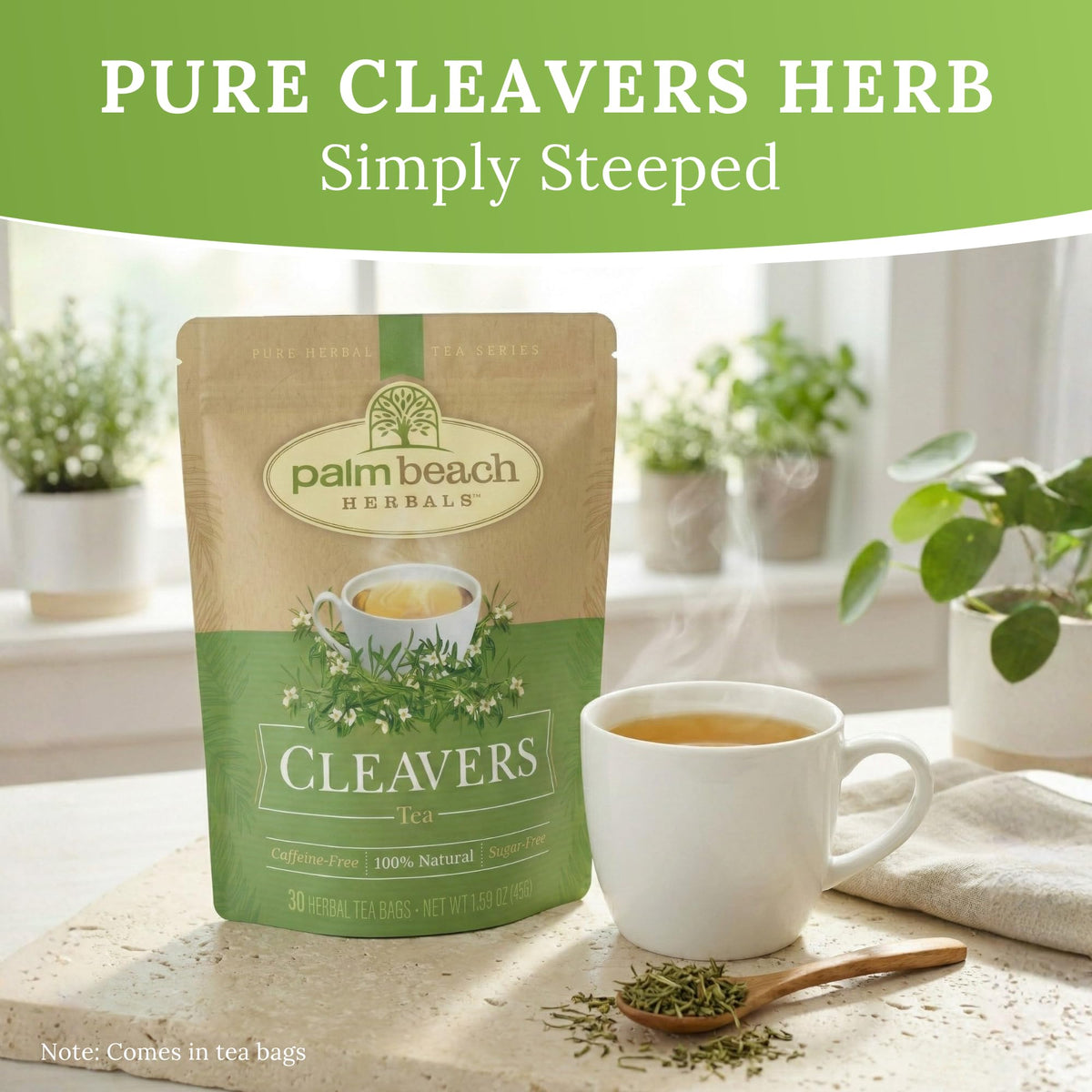 Palm Beach Medicinal Herbs Cleavers Tea green notes and herbal aroma invite daily rituals