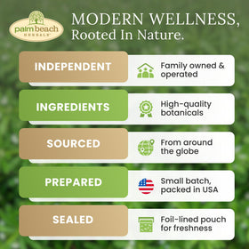 Palm Beach Medicinal Herbs Cleavers Tea label emphasizes purity and single-ingredient blend