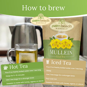 Palm Beach Medicinal Herbs Mullein Leaf Tea offers delicate grassy aroma and smooth sip