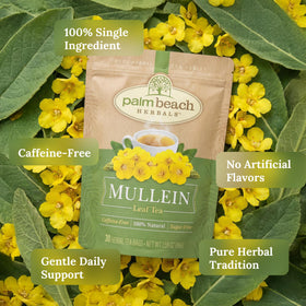 Palm Beach Medicinal Herbs Mullein Leaves tea bags ready to steep for quick cups