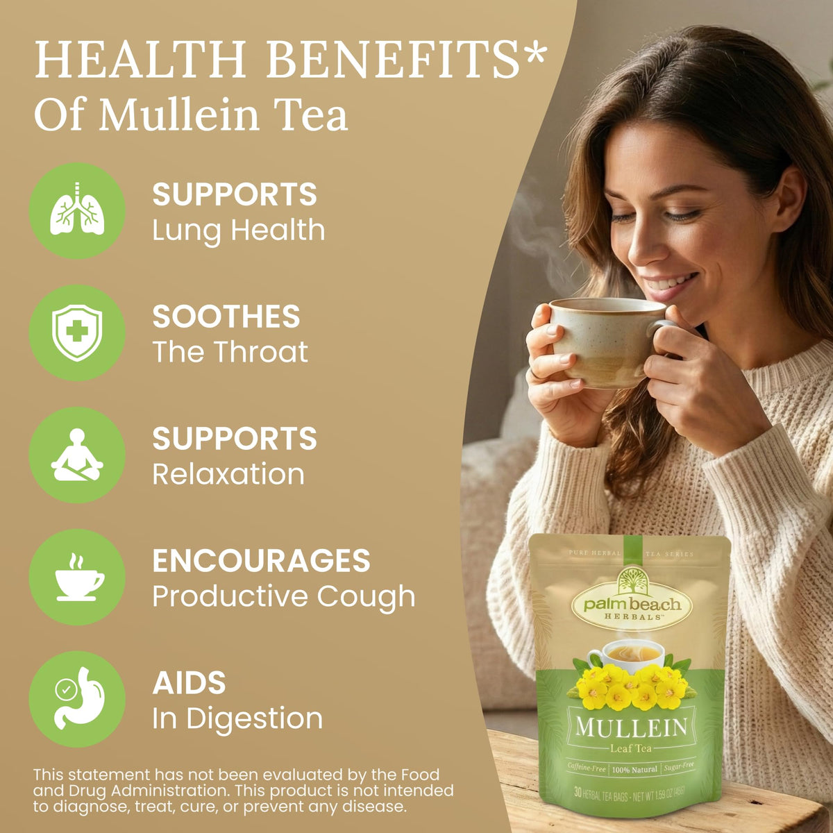 Palm Beach Medicinal Herbs Pure Herbal Tea Series logo signals trusted, single-ingredient quality