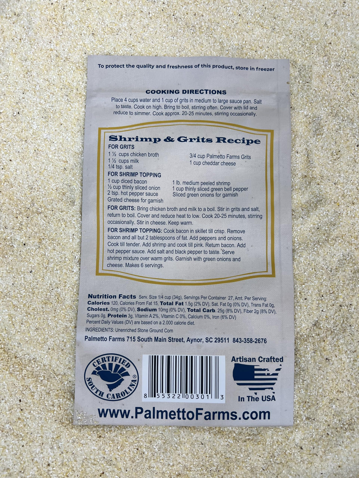 Palmetto Farms grits served for southern breakfast