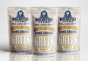 Palmetto Farms White Grits 3 Pack front view for creamy meals.
