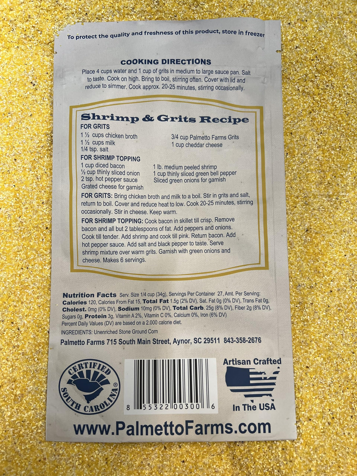 Palmetto Farms yellow grits cooking pot for breakfast or dinner options