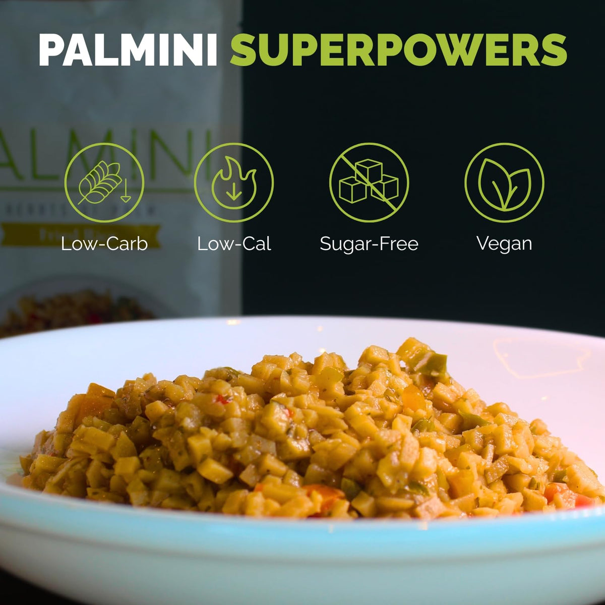 Palmini vegan gluten-free non-GMO ingredients label for health-conscious buyers.