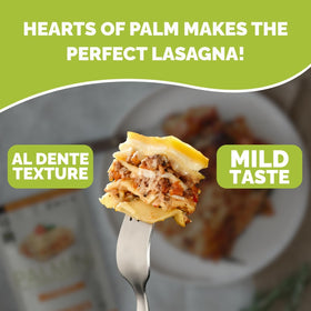 Palmini Lasagna Sheets plated, gluten free and vegan friendly dinner option.