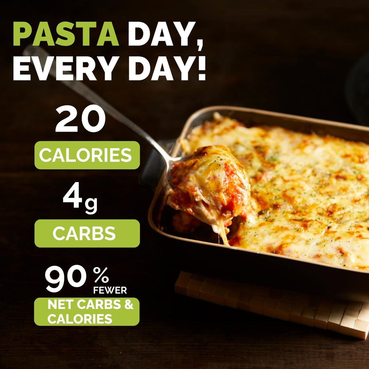 Palmini Lasagna Sheets simmering in sauce, absorbing flavors without added carbs.