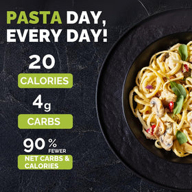 Palmini linguine pasta dry uncooked twists suggest quick prep and ease.