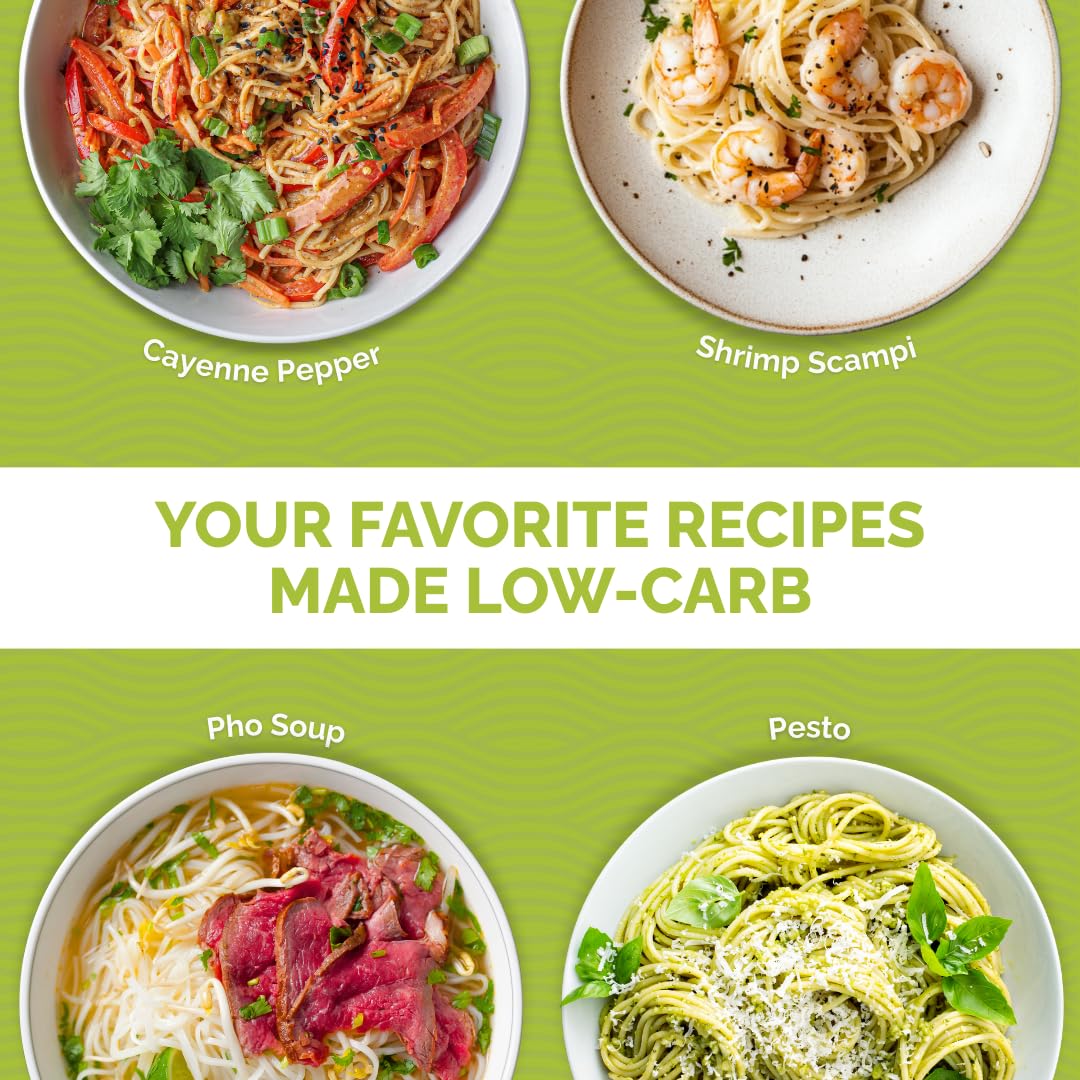 Palmini linguine pasta versatile dish montage hints at endless meal ideas.