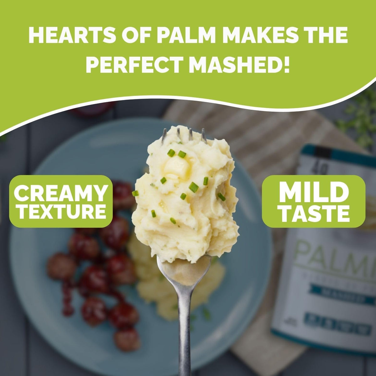 Palmini Mashed vegan-friendly option with plant-based texture.