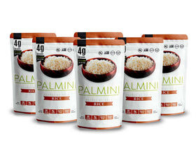 Palmini Rice front packaging shows a keto-friendly, low-calorie base.