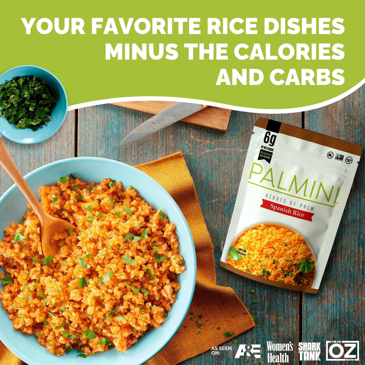 Palmini Spanish Rice cooked in a bowl, ready for quick keto meals.